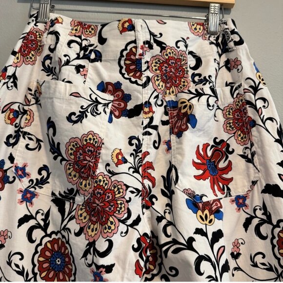 Nicole Miller Linen Floral Beach Resort wide-leg pants 6 high-rise vaca boho 80s - Picture 6 of 10